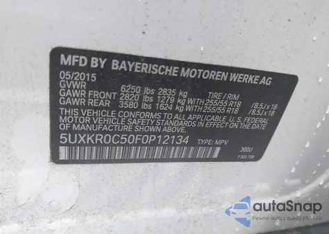 2015 BMW X5 xDrive35I из США, поврежденный, VIN 5UXKR0C50F0P12134